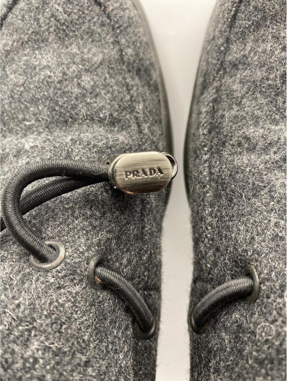 Prada Gray Wool Slip-On Shoes with Vibram Sole - Picture 6 of 8